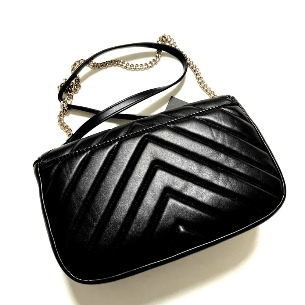 NWT DKNY Veronica Quilted Crossbody Shoulder Bag + Matching Wallet Set Black